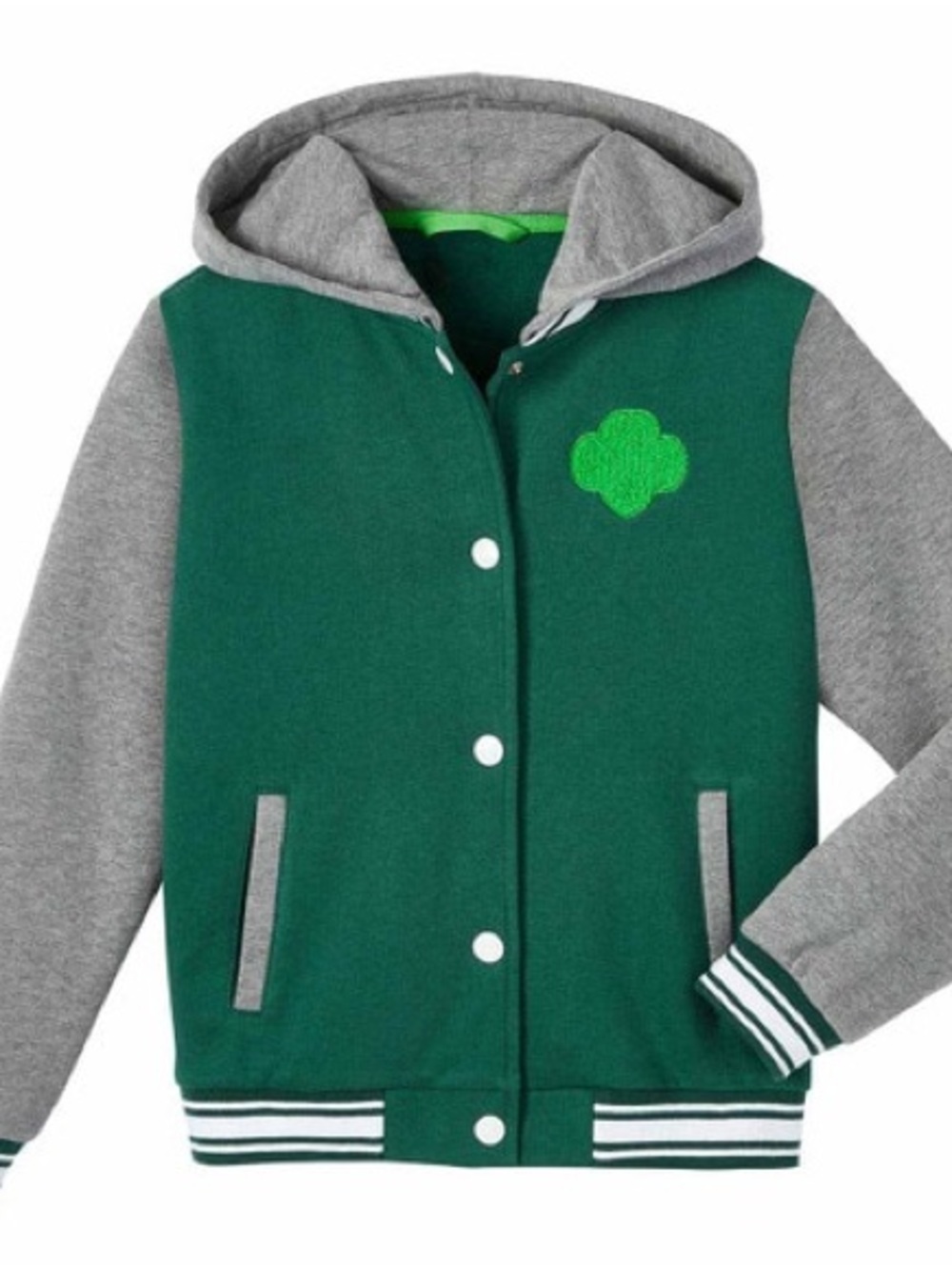 Green and Gray Kids Varsity Pea Coat Jacket
